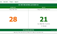 Xem lịch âm hôm nay 28/5/2024 - Âm lịch hôm nay 28/5 chuẩn nhất