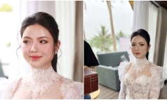Chu Thanh Huyền xinh đẹp rạng ngời, không giấu nổi niềm hạnh phúc trước giờ làm lễ cưới với Quang Hải