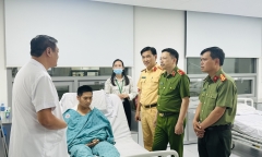 Nam thanh niên điều khiển xe 3 bánh chở gạch đâm trọng thương Đại úy CSGT
