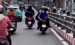 Xác minh clip 2 học sinh chạy xe máy với 