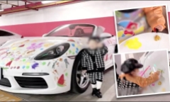 Bà mẹ gây tranh cãi khi để con gái 2 tuổi vẽ khắp siêu xe thể thao Porsche