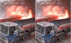 Clip: Kinh hoàng cảnh trạm xăng chìm trong biển lửa, tài xế hoảng sợ bỏ chạy