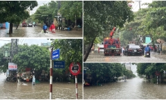 Sau một đêm mưa lớn, nhiều khu dân cư ở TP Đông Hà chìm trong biển nước