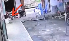 Em trai 2 tuổi trượt chân ngã chúi đầu vào xô nước, khoảnh khắc cô chị giải cứu khiến ai cũng hoảng hốt