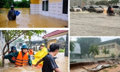 Miền Trung mưa trắng trời,  khắp nơi ngập sâu trong biển nước