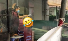Để hạn chế tiếp xúc, một quán cơm nghĩ ra cách giao hàng