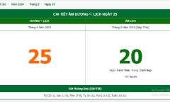 Xem lịch âm hôm nay 25/6/2024 - Âm lịch hôm nay 25/6 chuẩn nhất