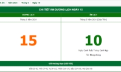 Xem lịch âm hôm nay 15/6/2024 - Âm lịch hôm nay 15/6 chuẩn nhất