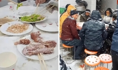 Lạ lùng bữa tiệc giữa trời mưa tuyết với các món ăn đóng băng, người trong cuộc hé lộ sự thật