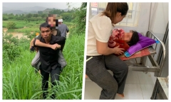 Bé gái chới với giữa dòng nước xiết, cán bộ cùng người dân lao mình xuống cứu