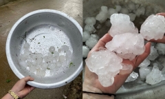Mưa đá  "khủng " trút xuống nhiều xã ở Nghệ An, có viên to bằng quả trứng gà