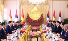 Lễ đón chính thức Chủ tịch nước Võ Văn Thưởng thăm hữu nghị Lào