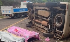 Hiện trường lật xe 7 chỗ, 2 bà cháu tử vong thương tâm tại Đồng Nai