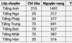Trường chuyên Ngoại ngữ công bố tỷ lệ chọi theo môn chuyên năm 2024