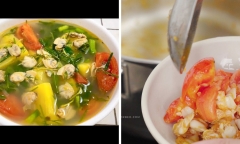 Đổi vị cho cả nhà ngày cuối tuần với món canh chua rau nhút nấu nghêu