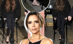 Victoria Beckham chống nạng cùng giày cao gót sau tai nạn gãy chân
