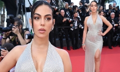 Bạn gái Ronaldo diện đầm xẻ sâu tại LHP Cannes 2022, nổi bật khí chất ngôi sao 