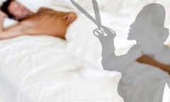 Vợ dùng kéo cắt phăng 