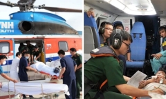 Dùng trực thăng EC 225 đưa 3 ngư dân từ Trường Sa vào đất liền cấp cứu