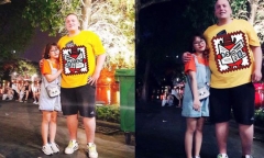 Bức ảnh kỷ niệm của cô gái và chàng Tây lệch nhau 100 kí siêu dễ thương 