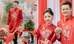 Đám cưới độc lạ: Chàng trai thuê 10 chiếc xe rùa, chở sính lễ đến hỏi cưới cô hàng xóm