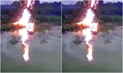 Giật cần câu cá trúng đường điện cao thế, người đàn ông bị giật tử vong