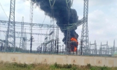 Đồng Nai: Cháy Trạm biến áp 500kV Long Thành, cột khói cao cả trăm mét