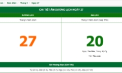 Xem lịch âm hôm nay 27/5/2024 - Âm lịch hôm nay 27/5 chuẩn nhất