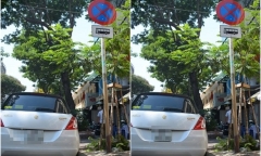 Đỗ ô tô che khuất biển báo hiệu đường bộ bị phạt bao nhiêu tiền?