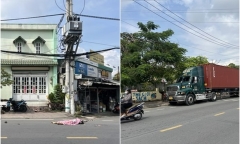 Container va chạm xe máy, người đàn ông tử vong trên đường