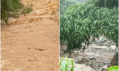 2 mẹ con bị nước lũ cuốn trôi mất tích ở Lào Cai