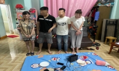 Bắt quả tang 4 đối tượng tổ chức sử dụng trái phép chất ma tuý