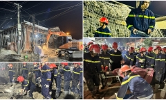 Hiện trường vụ sập giàn giáo ở Thanh Hóa, một người thiệt mạng sau khi bị vùi lấp trong khối bê tông