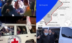 Cận cảnh hoạt động trao trả 63 con tin trong ngày đầu ngừng bắn của Israel và Hamas