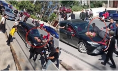 Em gái lên xe hoa về nhà chồng, anh trai leo lên capo 
