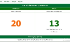 Xem lịch âm hôm nay 20/5/2024 - Âm lịch hôm nay 20/5 chuẩn nhất