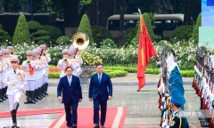 Thủ tướng Phạm Minh Chính chủ trì Lễ đón Thủ tướng Campuchia