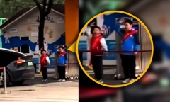 Tranh luận việc học sinh ở Trung Quốc xếp hàng chào giáo viên lái ô tô vào trường