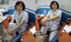 Trần tình của nữ bác sĩ Bệnh viện Mắt gác chân lên ghế