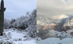 Cảnh tượng ngoạn mục: Tuyết phủ trắng sa mạc tại Mỹ