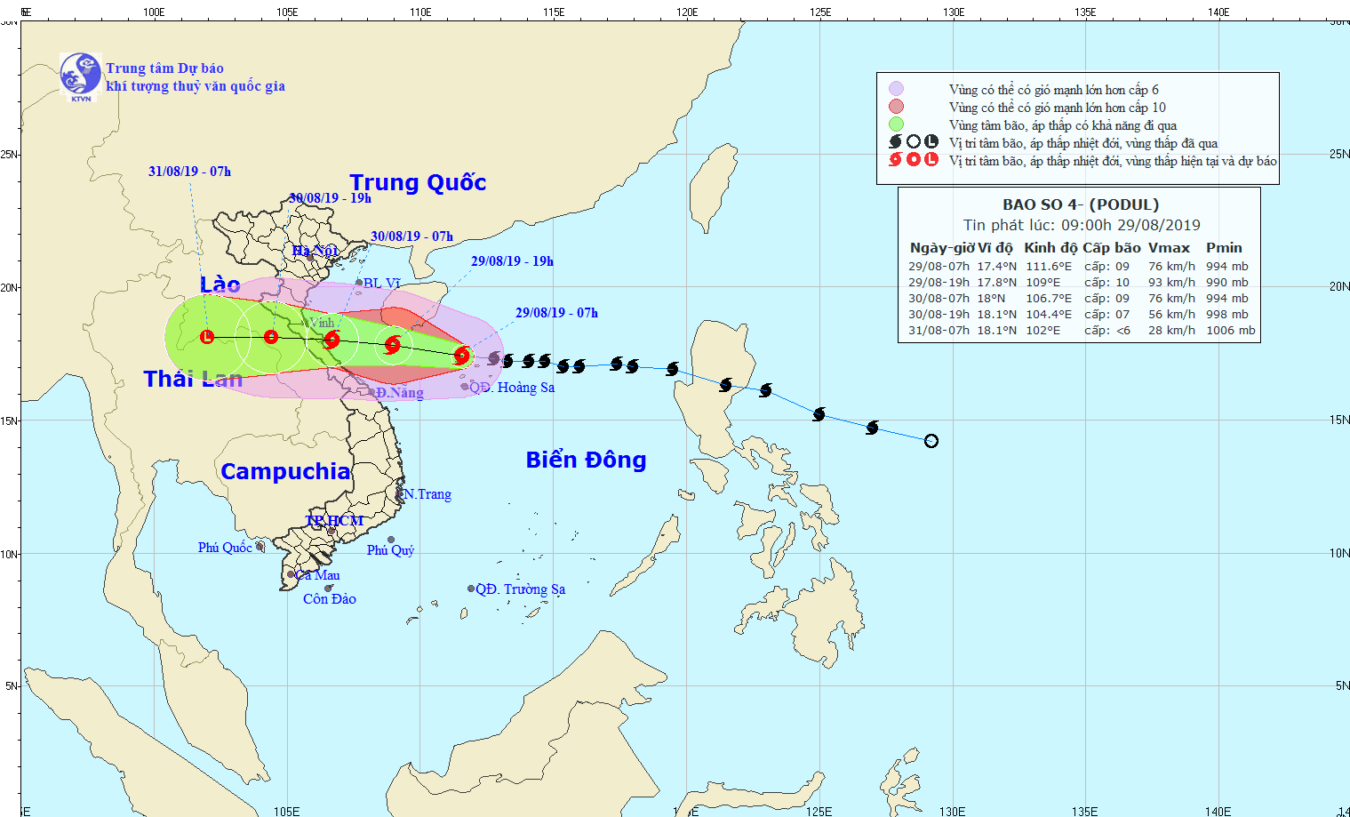 Thông tin mới nhất về bão số 4 tên Cỏ May hình thành trên Biển Đông