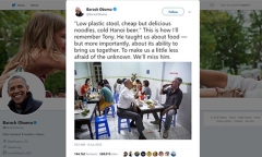 Ông Obama nói nhớ mãi lần ăn bún chả cùng đầu bếp Bourdain tại Hà Nội