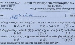 Đáp án, đề thi môn Toán mã đề 120 THPT quốc gia 2018