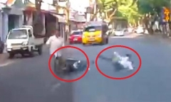 Video: Nam thanh niên đi xe máy ngã như phim hành động