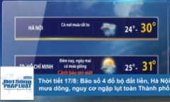 Thời tiết 17/8: Bão số 4 đổ bộ, Hà Nội mưa dông, nguy cơ ngập lụt đường phố