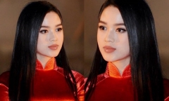 Nhan sắc Đỗ Thị Hà ngày càng lộng lẫy, diện áo dài đỏ chiếm trọn spotlight