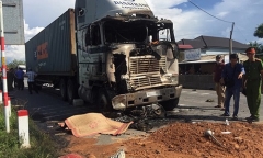 Xe container tông liên hoàn 3 phương tiện rồi bốc cháy, 1 người tử vong