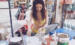 Mặc bikini bán trà sữa, gái xinh khiến dân tình xôn xao một phen