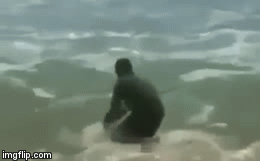 Video: Ra biển rửa tay cũng không yên, chàng trai suýt bị cá mập lôi xuống nước