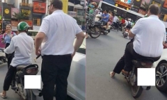 Hình ảnh hài hước: Tài xế Grab nhỏ bé chở người đàn ông ngoại quốc trên phố